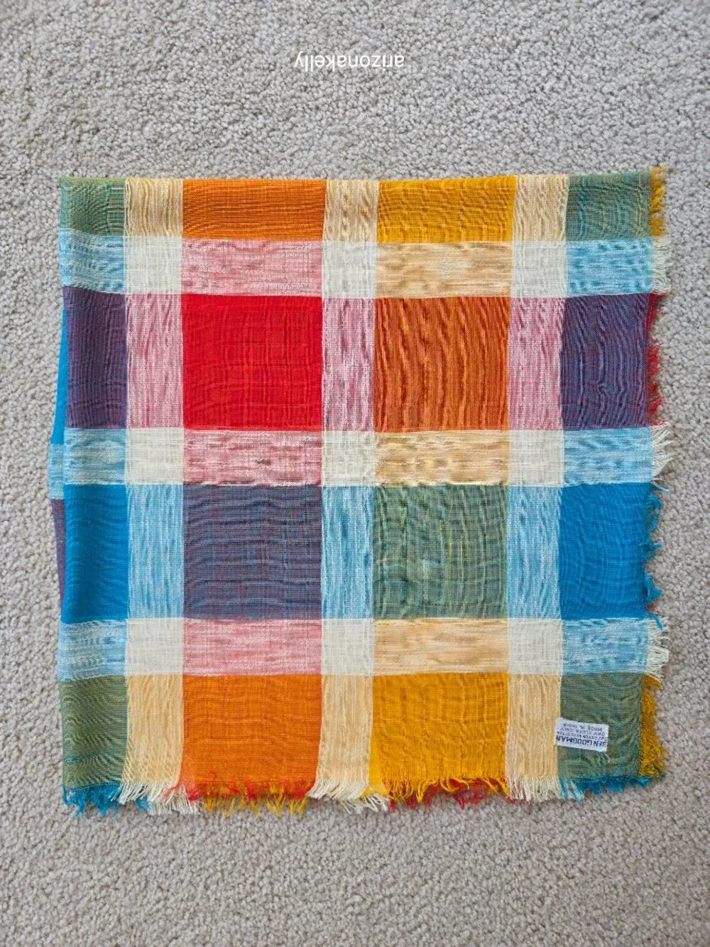Ben Goodman Scarf Colorful Plaid Square Scarf
